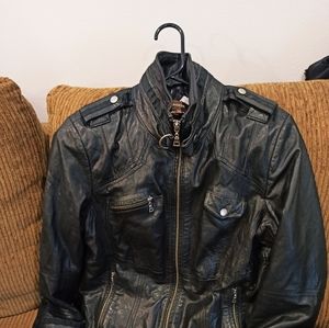 Danier black leather moto style jacket